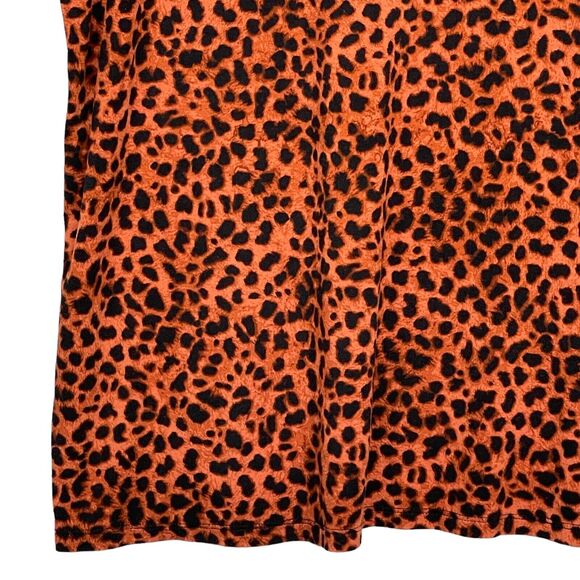 Torrid Super Soft Knit Blouse Women Size 1X Orange Animal Print Shoulder Lace - Picture 7 of 11